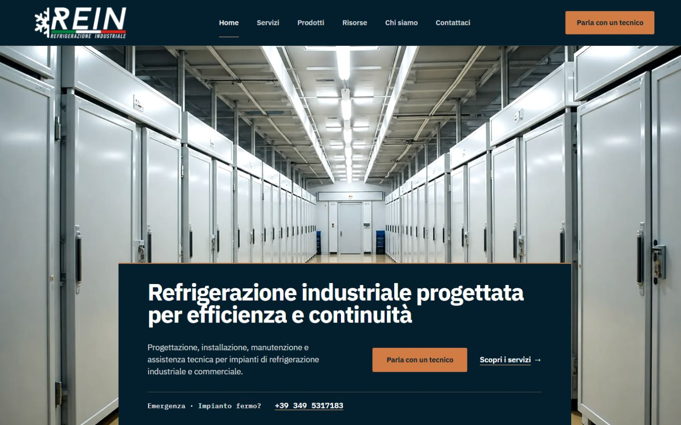 Homepage of the new RE.IN. website with a B2B structure and main navigation