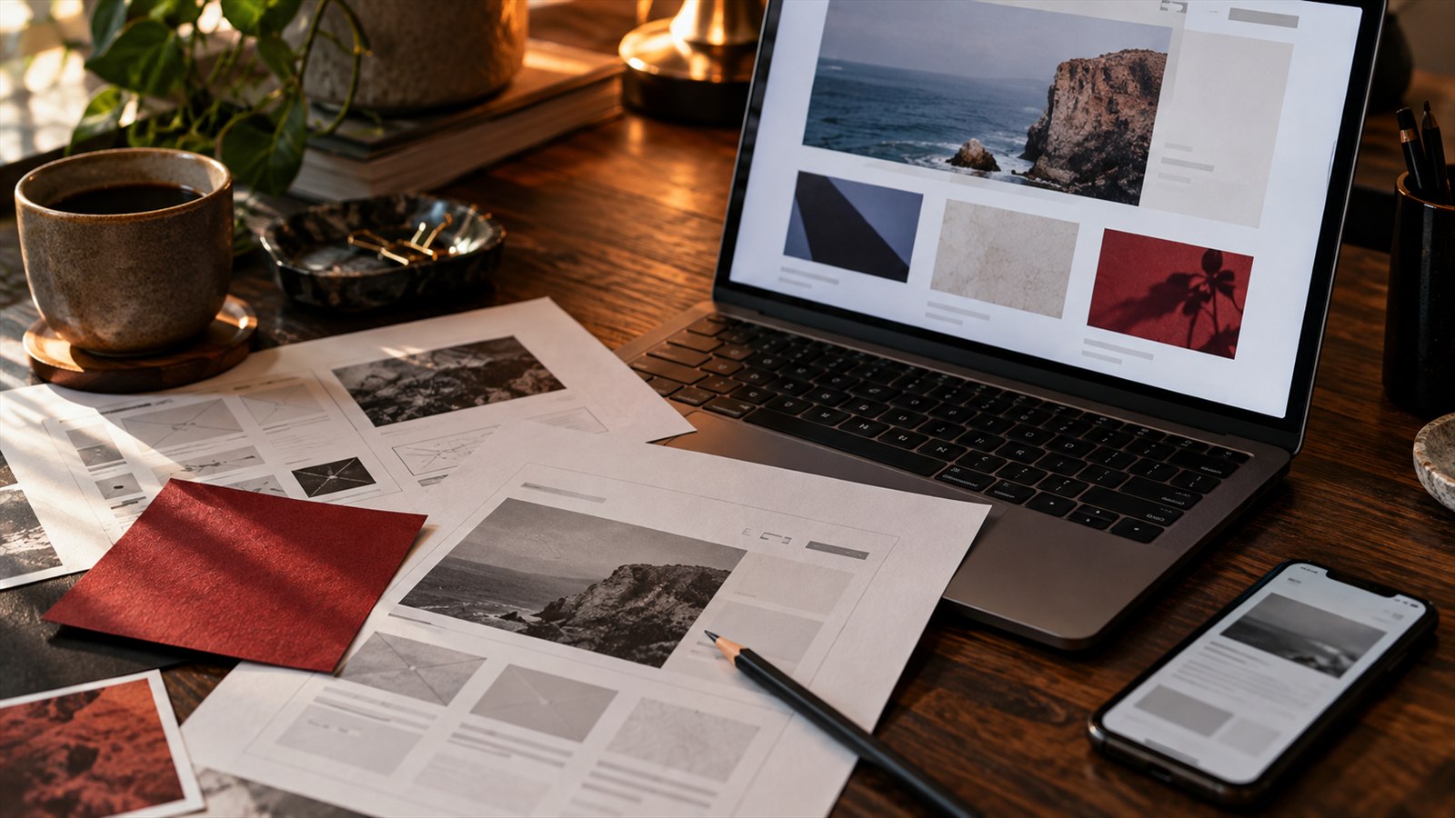 Review materials and wireframes for a website project